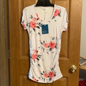 White with Floral Maturity Tee - NWT - Pink